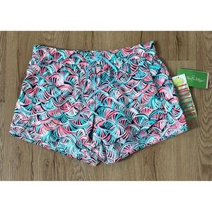 Lilly Pulitzer Luxletic Pull-On Nylon Elastic Waist Shorts XS In Neptune Net NEW